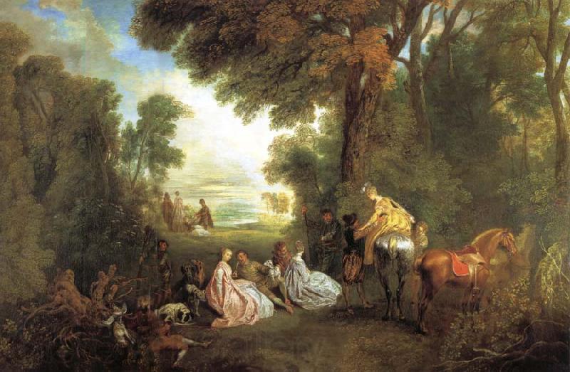 Jean-Antoine Watteau The Halt During the Chase Norge oil painting art